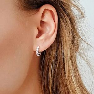 925 Sterling Silver Cubic Zirconia Circle Hoop Earrings For Women